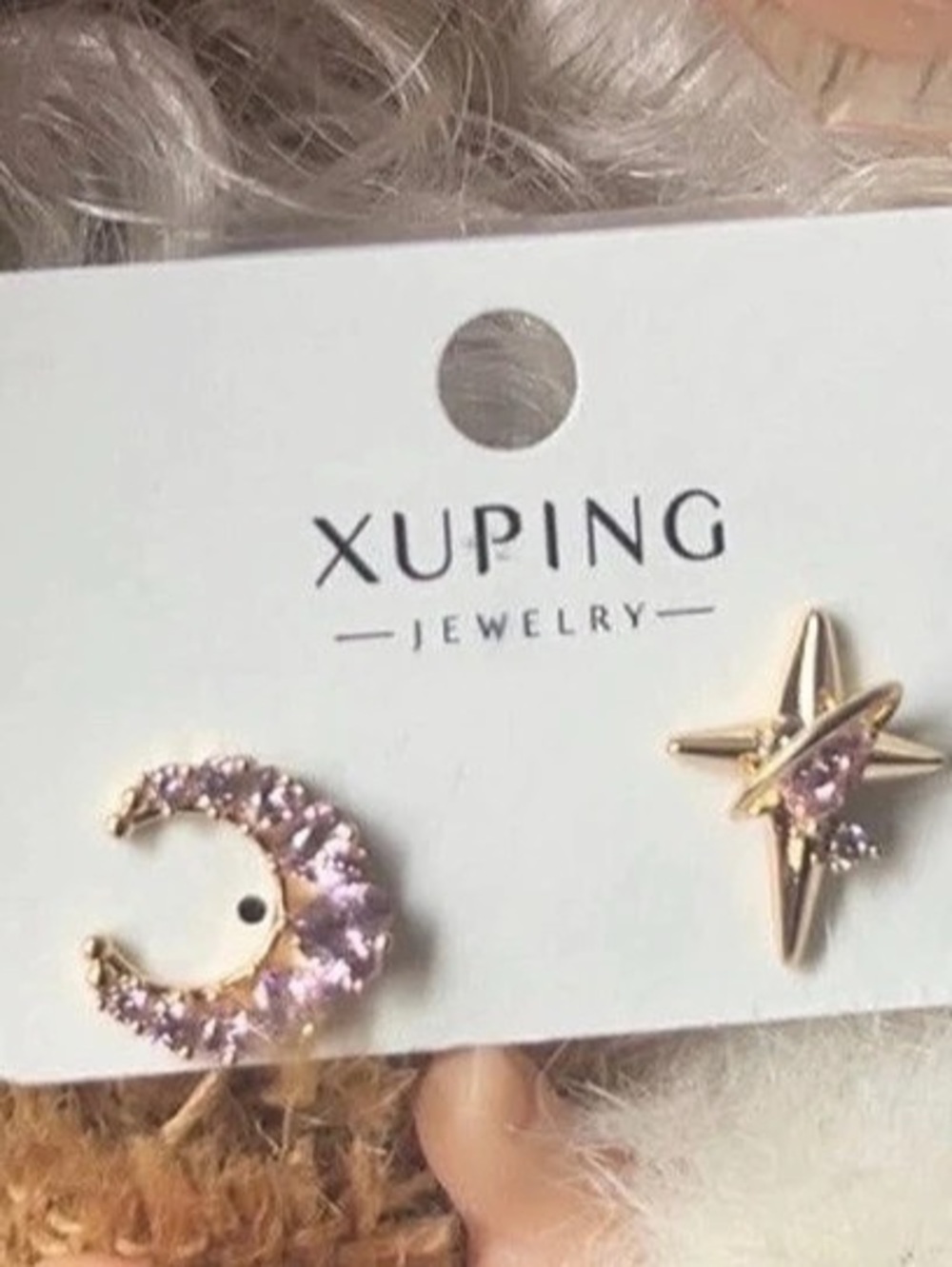 XUPING Pink & Gold Earrings NWT Gold-plated